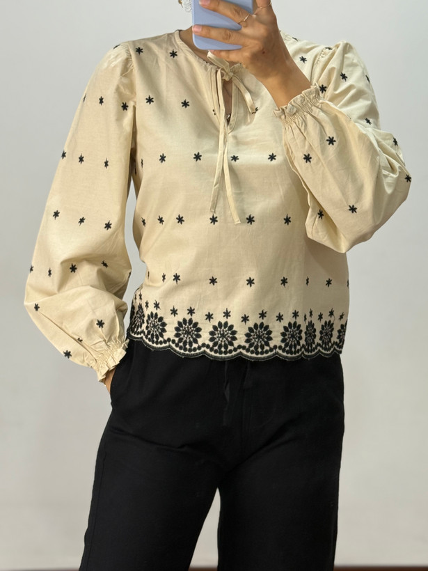 شومیز گلدوزی عروسکی جلو بسته وارداتی