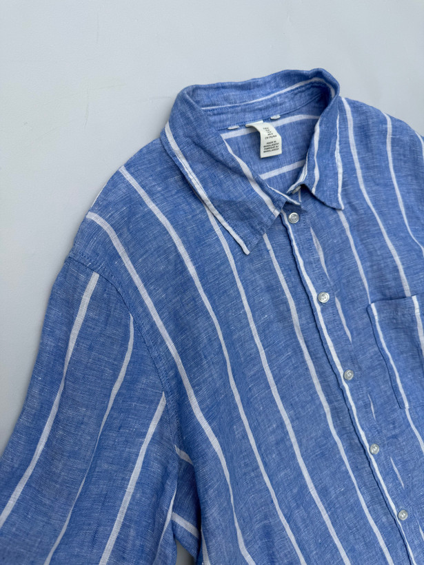 شومیز لینن آبی راه راه H&m