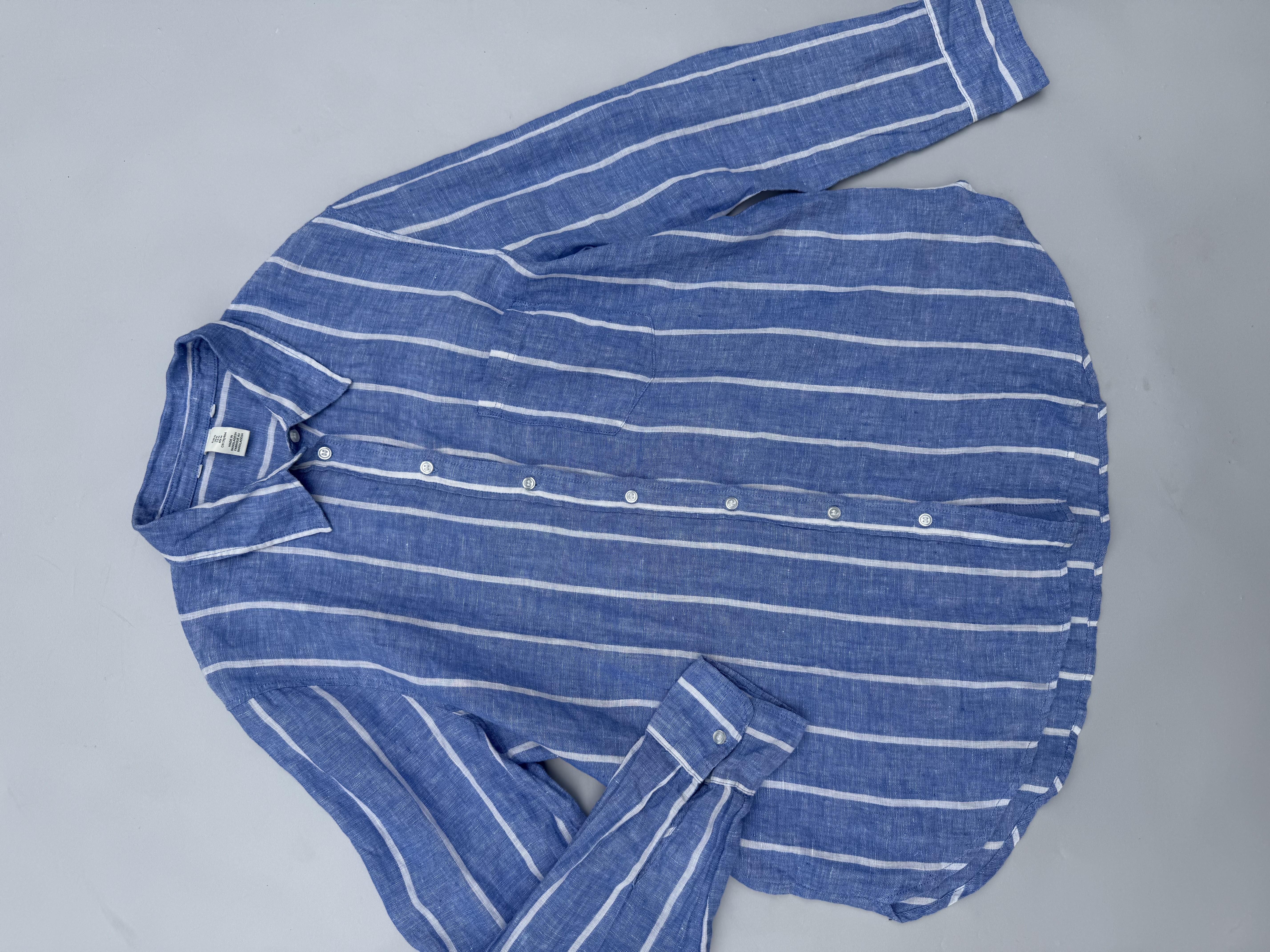شومیز لینن آبی راه راه H&m