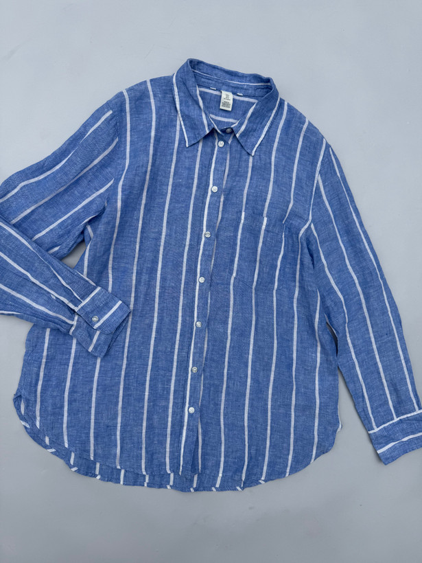 شومیز لینن آبی راه راه H&m