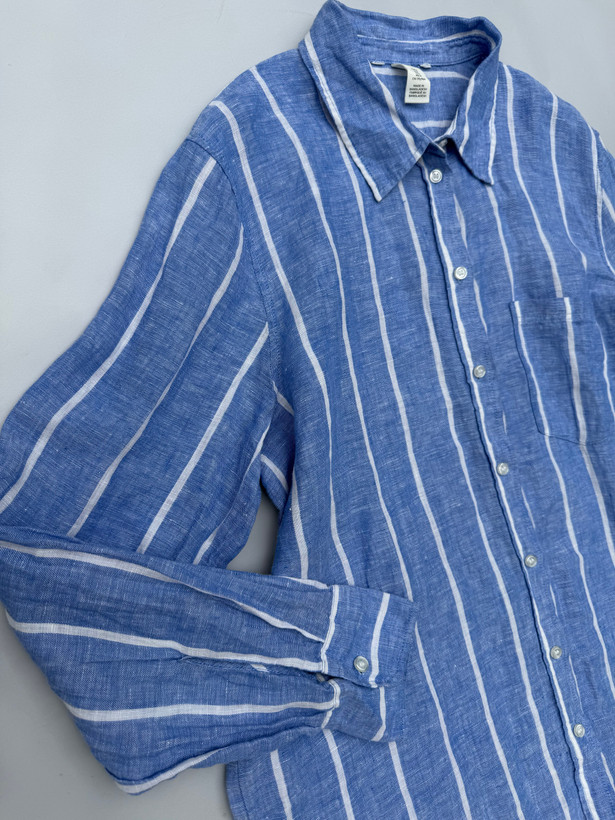 شومیز لینن آبی راه راه H&m