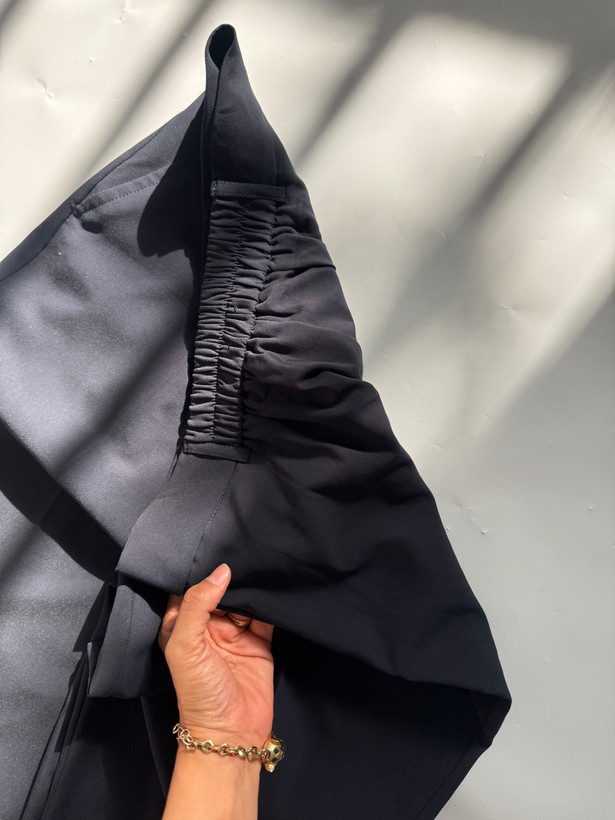 شلوار نیم بگ سیلک سورمه ای